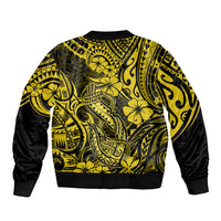 Hawaii Fish Hook Bomber Jacket Hibiscus Hawaii Tribal Tattoo Yellow Version LT01 - Polynesian Pride