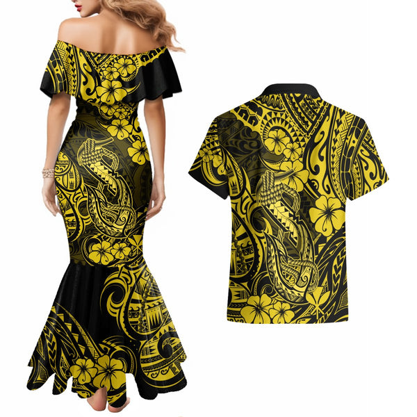 Hawaii Summer Colorful Shark Matching Dress and Hawaiian Shirt Red LT6
