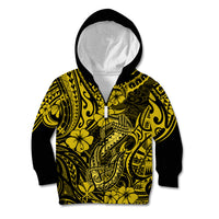 Hawaii Fish Hook Kid Hoodie Hibiscus Hawaii Tribal Tattoo Yellow Version LT01 - Polynesian Pride