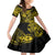 Hawaii Fish Hook Kid Short Sleeve Dress Hibiscus Hawaii Tribal Tattoo Yellow Version LT01 KID Yellow - Polynesian Pride