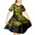 Hawaii Fish Hook Kid Short Sleeve Dress Hibiscus Hawaii Tribal Tattoo Yellow Version LT01 - Polynesian Pride