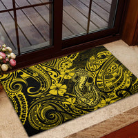 Hawaii Fish Hook Rubber Doormat Hibiscus Hawaii Tribal Tattoo Yellow Version LT01 - Polynesian Pride