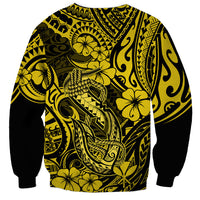 Hawaii Fish Hook Sweatshirt Hibiscus Hawaii Tribal Tattoo Yellow Version LT01 - Polynesian Pride