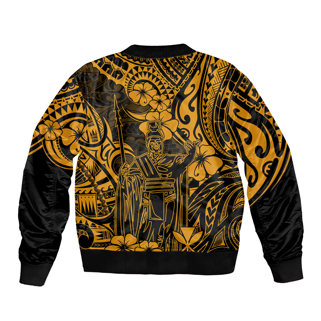 Hawaii King Kamehameha Bomber Jacket Polynesian Pattern Gold Version LT01 - Polynesian Pride