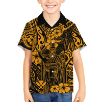 Hawaii King Kamehameha Kid Hawaiian Shirt Polynesian Pattern Gold Version LT01 Kid Gold - Polynesian Pride