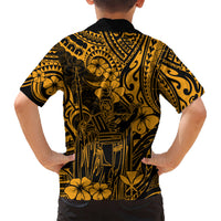 Hawaii King Kamehameha Kid Hawaiian Shirt Polynesian Pattern Gold Version LT01 - Polynesian Pride