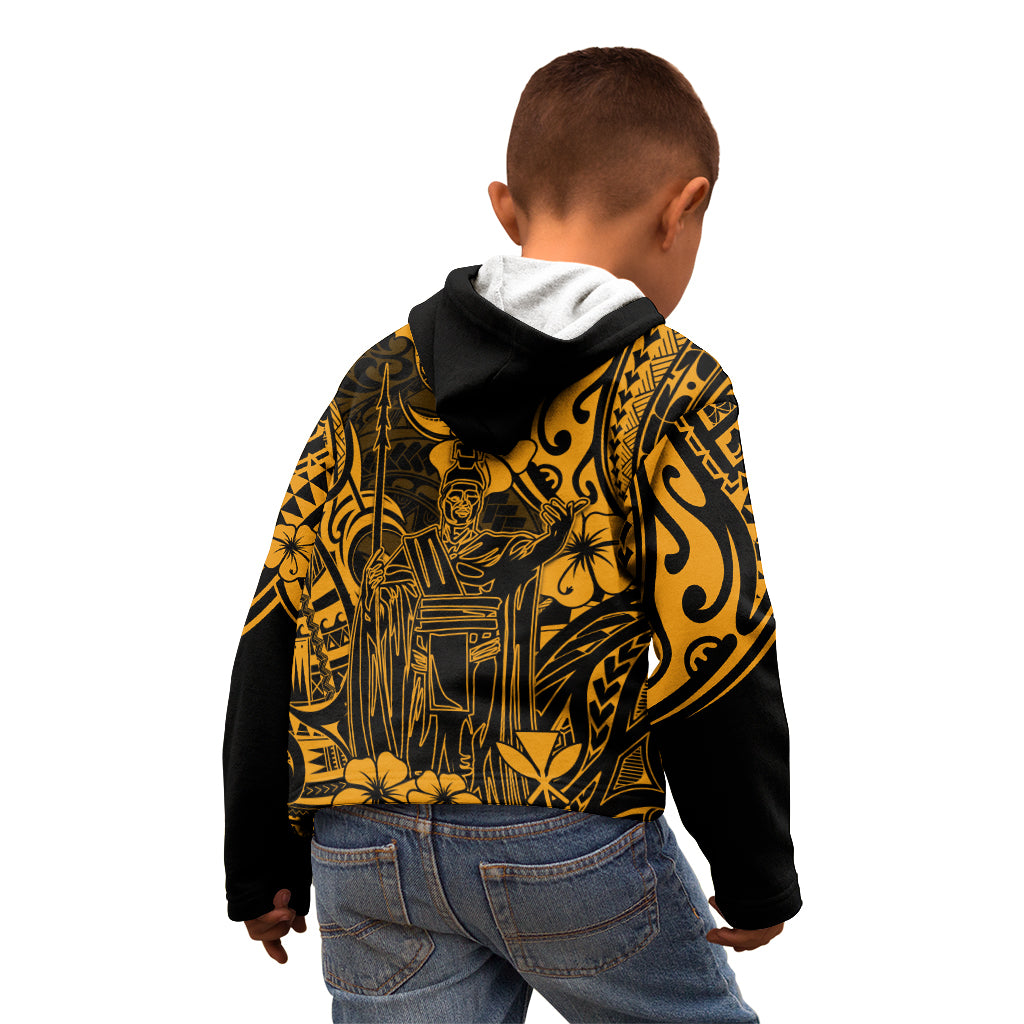 Hawaii King Kamehameha Kid Hoodie Polynesian Pattern Gold Version LT01 - Polynesian Pride