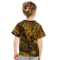 Hawaii King Kamehameha Kid T Shirt Polynesian Pattern Gold Version LT01 - Polynesian Pride