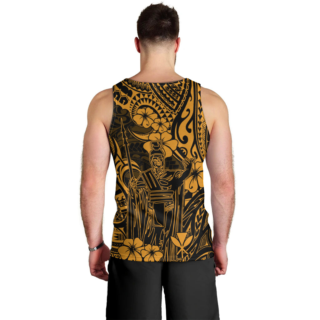 Hawaii King Kamehameha Men Tank Top Polynesian Pattern Gold Version LT01 - Polynesian Pride