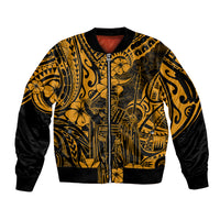 Hawaii King Kamehameha Sleeve Zip Bomber Jacket Polynesian Pattern Gold Version LT01 Unisex Gold - Polynesian Pride