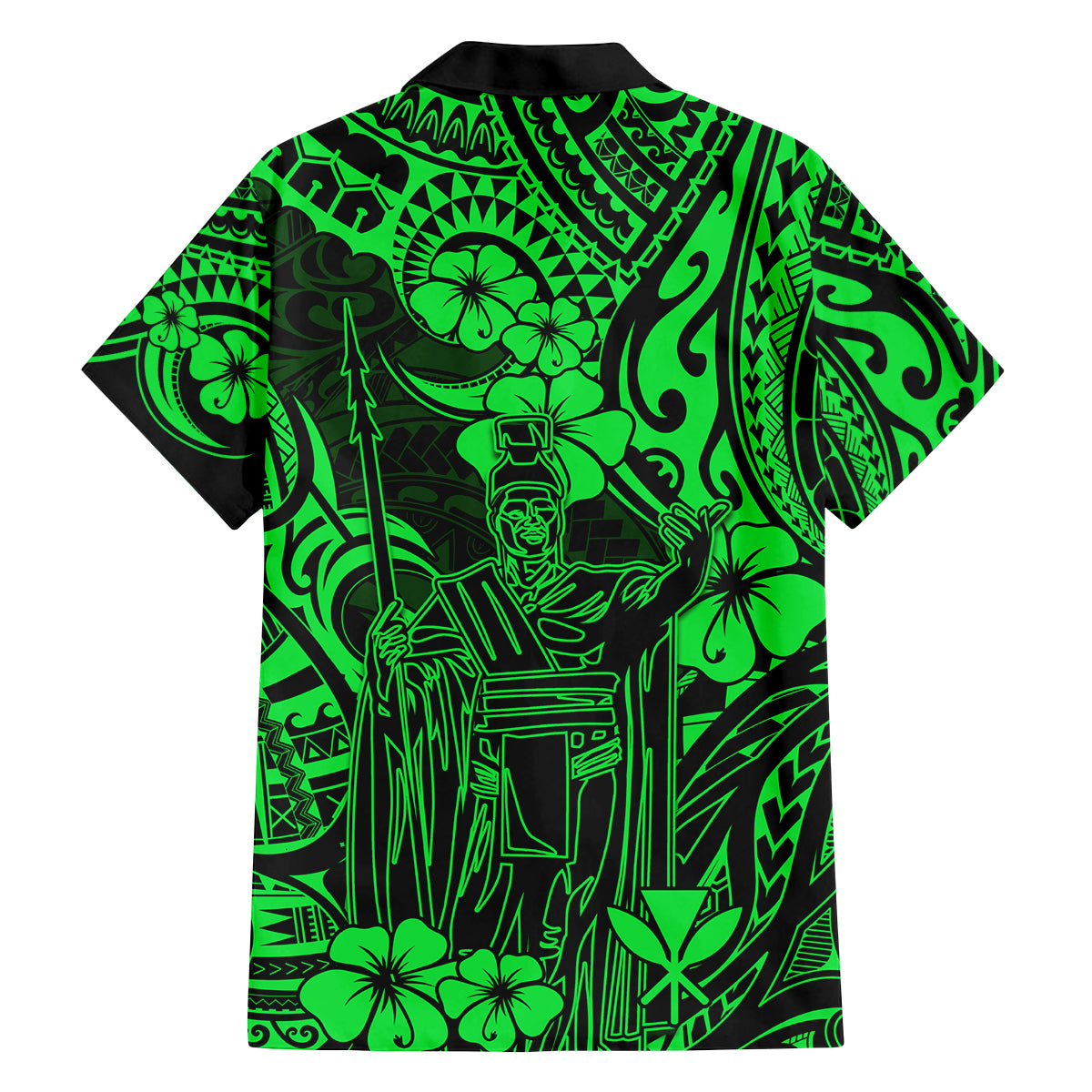 Hawaii King Kamehameha Family Matching Tank Maxi Dress and Hawaiian Shirt Polynesian Pattern Green Version LT01 - Polynesian Pride