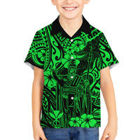 Hawaii King Kamehameha Kid Hawaiian Shirt Polynesian Pattern Green Version LT01 Kid Green - Polynesian Pride