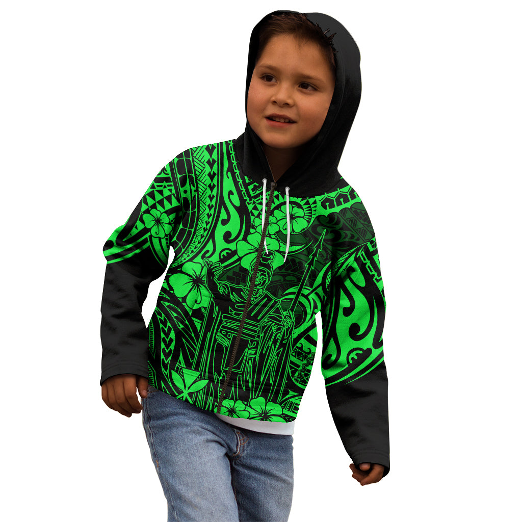 Hawaii King Kamehameha Kid Hoodie Polynesian Pattern Green Version LT01 - Polynesian Pride