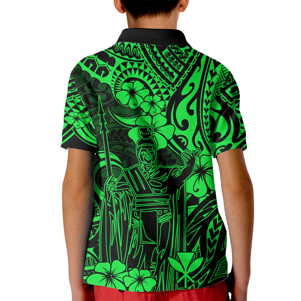 Hawaii King Kamehameha Kid Polo Shirt Polynesian Pattern Green Version LT01 - Polynesian Pride
