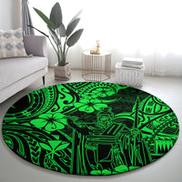 Hawaii King Kamehameha Round Carpet Polynesian Pattern Green Version LT01 - Polynesian Pride