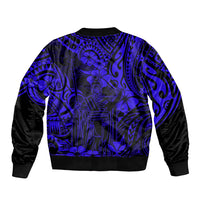 Hawaii King Kamehameha Sleeve Zip Bomber Jacket Polynesian Pattern Navy Blue Version LT01 - Polynesian Pride