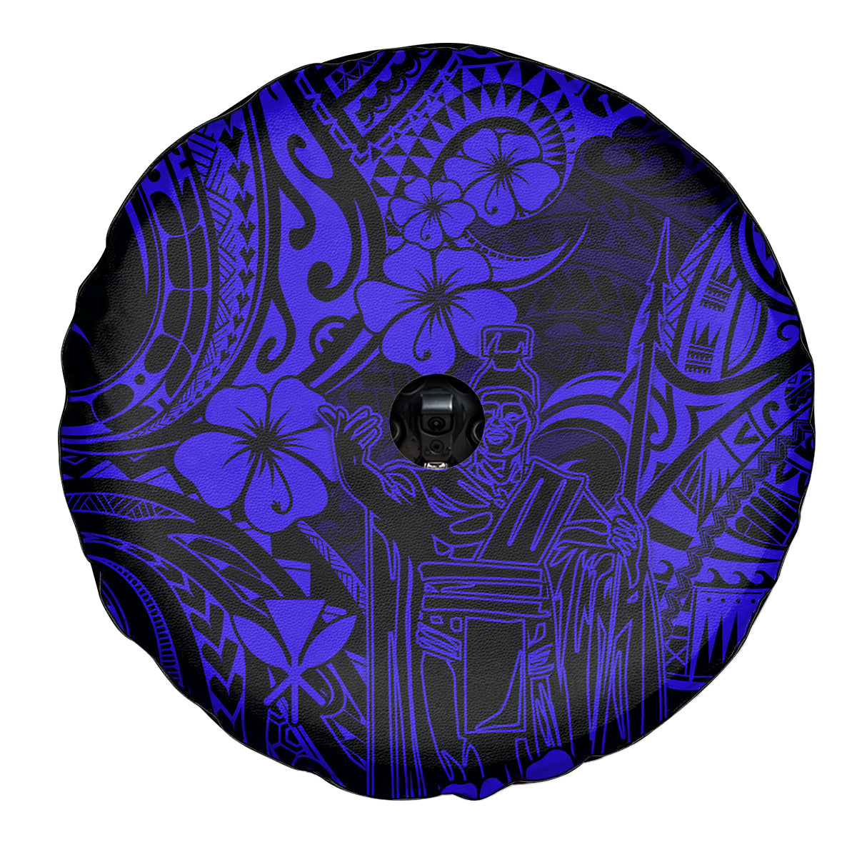 Hawaii King Kamehameha Spare Tire Cover Polynesian Pattern Navy Blue Version LT01 - Polynesian Pride