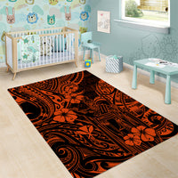 Hawaii King Kamehameha Area Rug Polynesian Pattern Orange Version LT01 - Polynesian Pride
