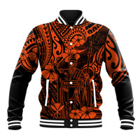 Hawaii King Kamehameha Baseball Jacket Polynesian Pattern Orange Version LT01 Unisex Orange - Polynesian Pride