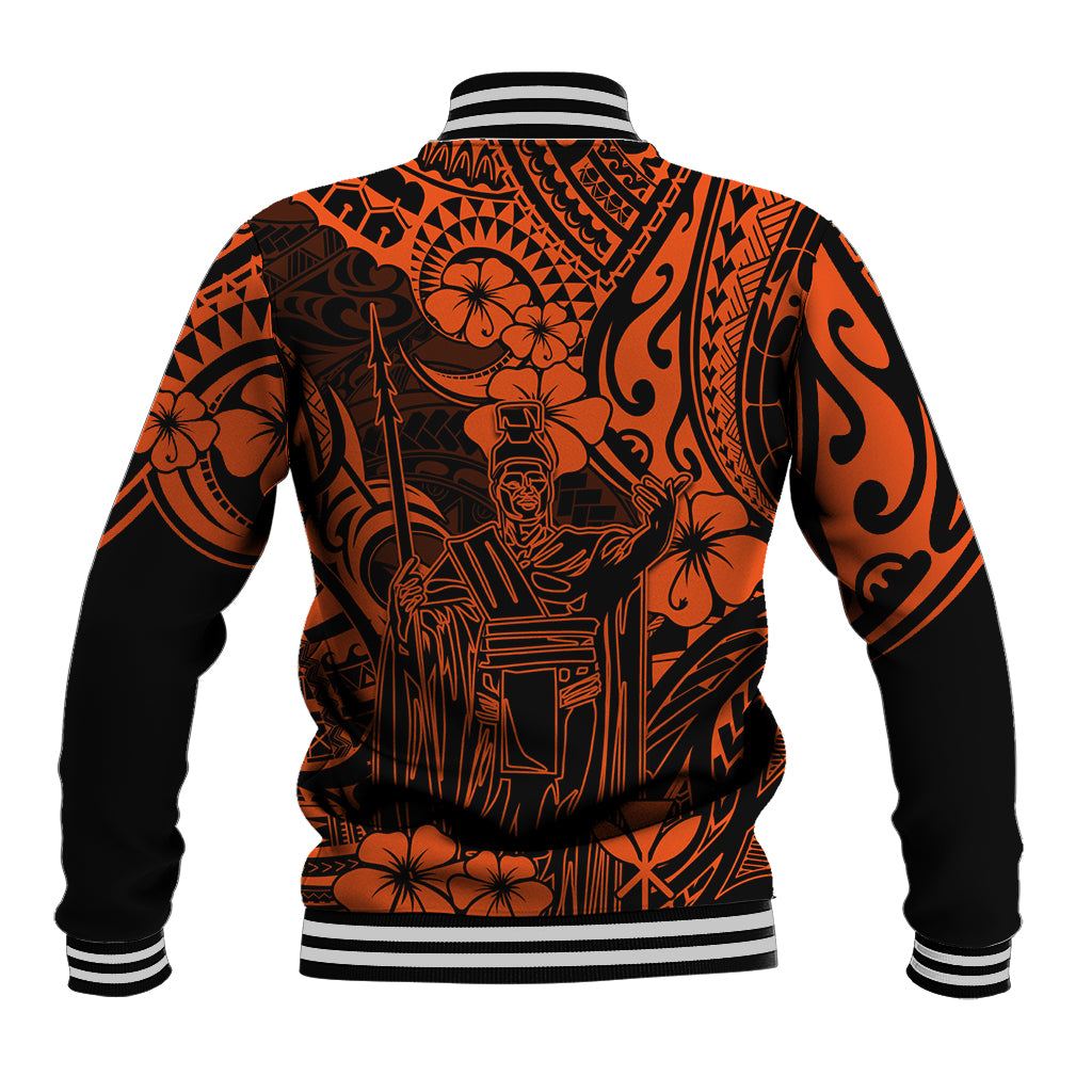 Hawaii King Kamehameha Baseball Jacket Polynesian Pattern Orange Version LT01 - Polynesian Pride