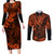 Hawaii King Kamehameha Couples Matching Long Sleeve Bodycon Dress and Long Sleeve Button Shirts Polynesian Pattern Orange Version LT01 Orange - Polynesian Pride