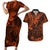 Hawaii King Kamehameha Couples Matching Short Sleeve Bodycon Dress and Hawaiian Shirt Polynesian Pattern Orange Version LT01 Orange - Polynesian Pride