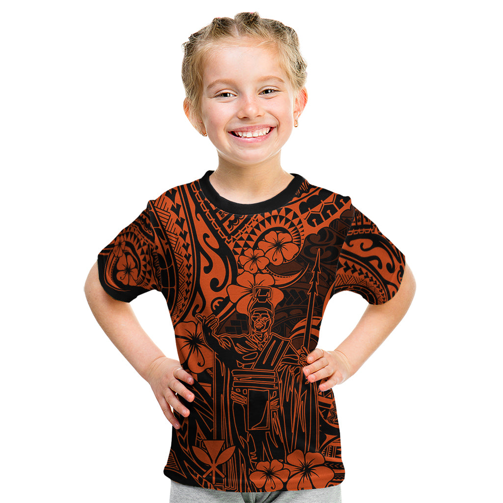 Hawaii King Kamehameha Kid T Shirt Polynesian Pattern Orange Version LT01 Orange - Polynesian Pride