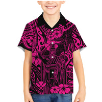 Hawaii King Kamehameha Family Matching Mermaid Dress and Hawaiian Shirt Polynesian Pattern Pink Version LT01 Son's Shirt Pink - Polynesian Pride