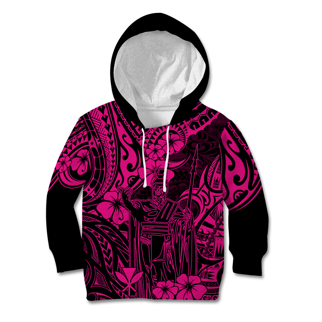 Hawaii King Kamehameha Kid Hoodie Polynesian Pattern Pink Version LT01 Pink - Polynesian Pride