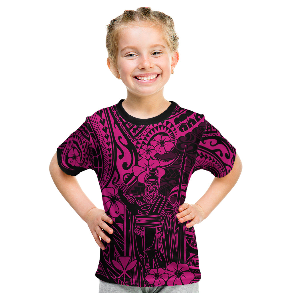 Hawaii King Kamehameha Kid T Shirt Polynesian Pattern Pink Version LT01 Pink - Polynesian Pride