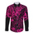Hawaii King Kamehameha Long Sleeve Button Shirt Polynesian Pattern Pink Version LT01 Unisex Pink - Polynesian Pride