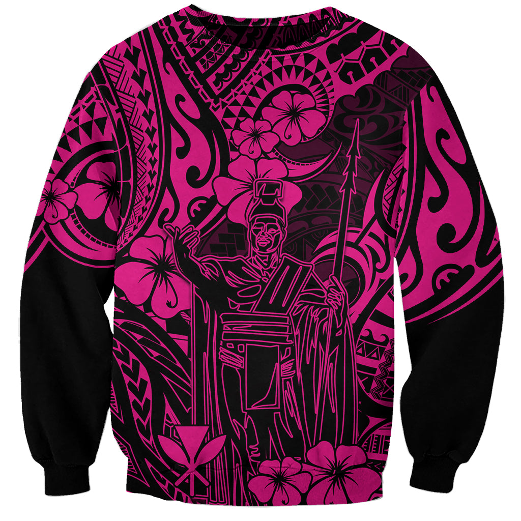 Hawaii King Kamehameha Sweatshirt Polynesian Pattern Pink Version LT01 Unisex Pink - Polynesian Pride