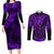 Hawaii King Kamehameha Couples Matching Long Sleeve Bodycon Dress and Long Sleeve Button Shirts Polynesian Pattern Purple Version LT01 Purple - Polynesian Pride