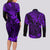 Hawaii King Kamehameha Couples Matching Long Sleeve Bodycon Dress and Long Sleeve Button Shirts Polynesian Pattern Purple Version LT01 - Polynesian Pride