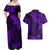 Hawaii King Kamehameha Couples Matching Off Shoulder Maxi Dress and Hawaiian Shirt Polynesian Pattern Purple Version LT01 - Polynesian Pride
