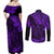 Hawaii King Kamehameha Couples Matching Off Shoulder Maxi Dress and Long Sleeve Button Shirts Polynesian Pattern Purple Version LT01 - Polynesian Pride