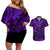 Hawaii King Kamehameha Couples Matching Off Shoulder Short Dress and Hawaiian Shirt Polynesian Pattern Purple Version LT01 Purple - Polynesian Pride