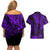 Hawaii King Kamehameha Couples Matching Off Shoulder Short Dress and Hawaiian Shirt Polynesian Pattern Purple Version LT01 - Polynesian Pride