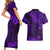Hawaii King Kamehameha Couples Matching Short Sleeve Bodycon Dress and Hawaiian Shirt Polynesian Pattern Purple Version LT01 - Polynesian Pride