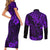 Hawaii King Kamehameha Couples Matching Short Sleeve Bodycon Dress and Long Sleeve Button Shirts Polynesian Pattern Purple Version LT01 - Polynesian Pride