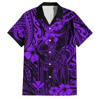 Hawaii King Kamehameha Family Matching Long Sleeve Bodycon Dress and Hawaiian Shirt Polynesian Pattern Purple Version LT01 Dad's Shirt - Short Sleeve Purple - Polynesian Pride