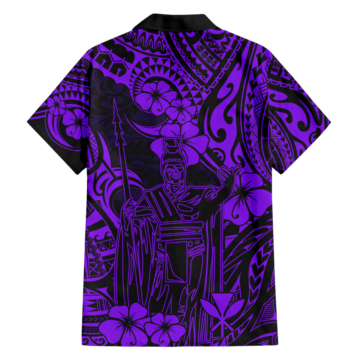 Hawaii King Kamehameha Family Matching Off Shoulder Long Sleeve Dress and Hawaiian Shirt Polynesian Pattern Purple Version LT01 - Polynesian Pride