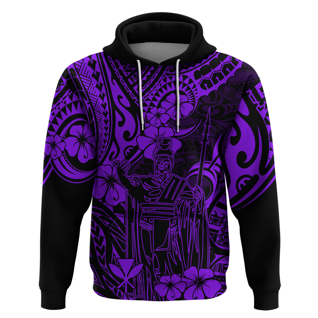 Hawaii King Kamehameha Hoodie Polynesian Pattern Purple Version LT01 Pullover Hoodie Purple - Polynesian Pride