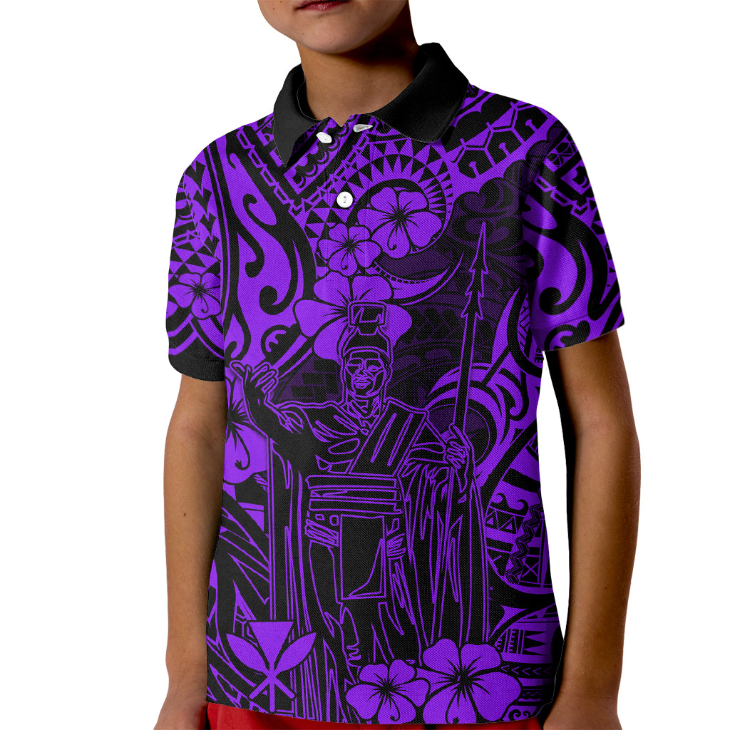Hawaii King Kamehameha Kid Polo Shirt Polynesian Pattern Purple Version LT01 Kid Purple - Polynesian Pride