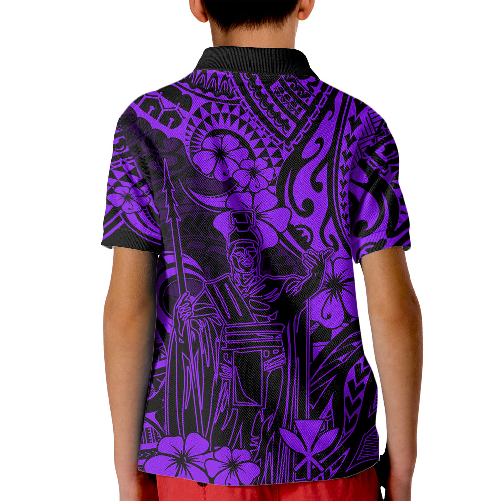 Hawaii King Kamehameha Kid Polo Shirt Polynesian Pattern Purple Version LT01 - Polynesian Pride