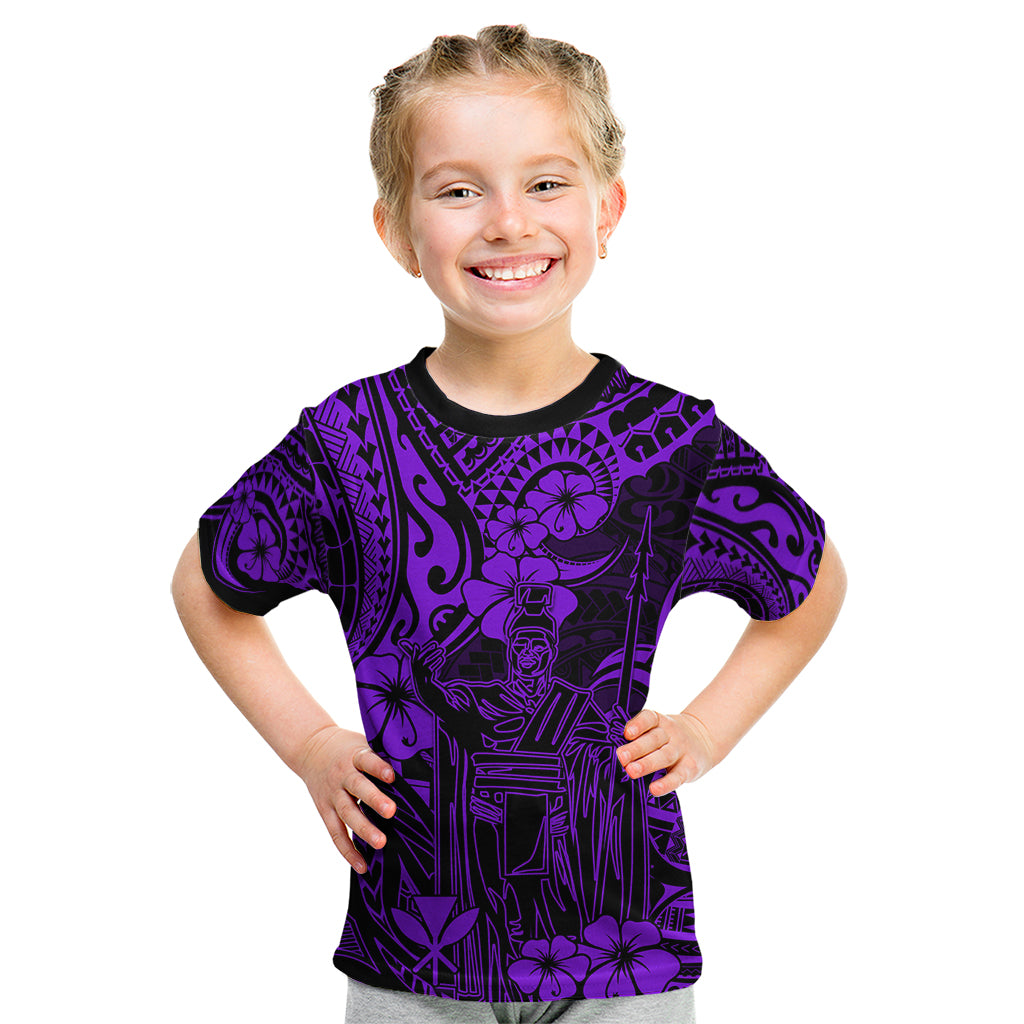 Hawaii King Kamehameha Kid T Shirt Polynesian Pattern Purple Version LT01 Purple - Polynesian Pride