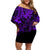 Hawaii King Kamehameha Off Shoulder Short Dress Polynesian Pattern Purple Version LT01 Women Purple - Polynesian Pride