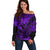 Hawaii King Kamehameha Off Shoulder Sweater Polynesian Pattern Purple Version LT01 Women Purple - Polynesian Pride