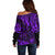 Hawaii King Kamehameha Off Shoulder Sweater Polynesian Pattern Purple Version LT01 - Polynesian Pride