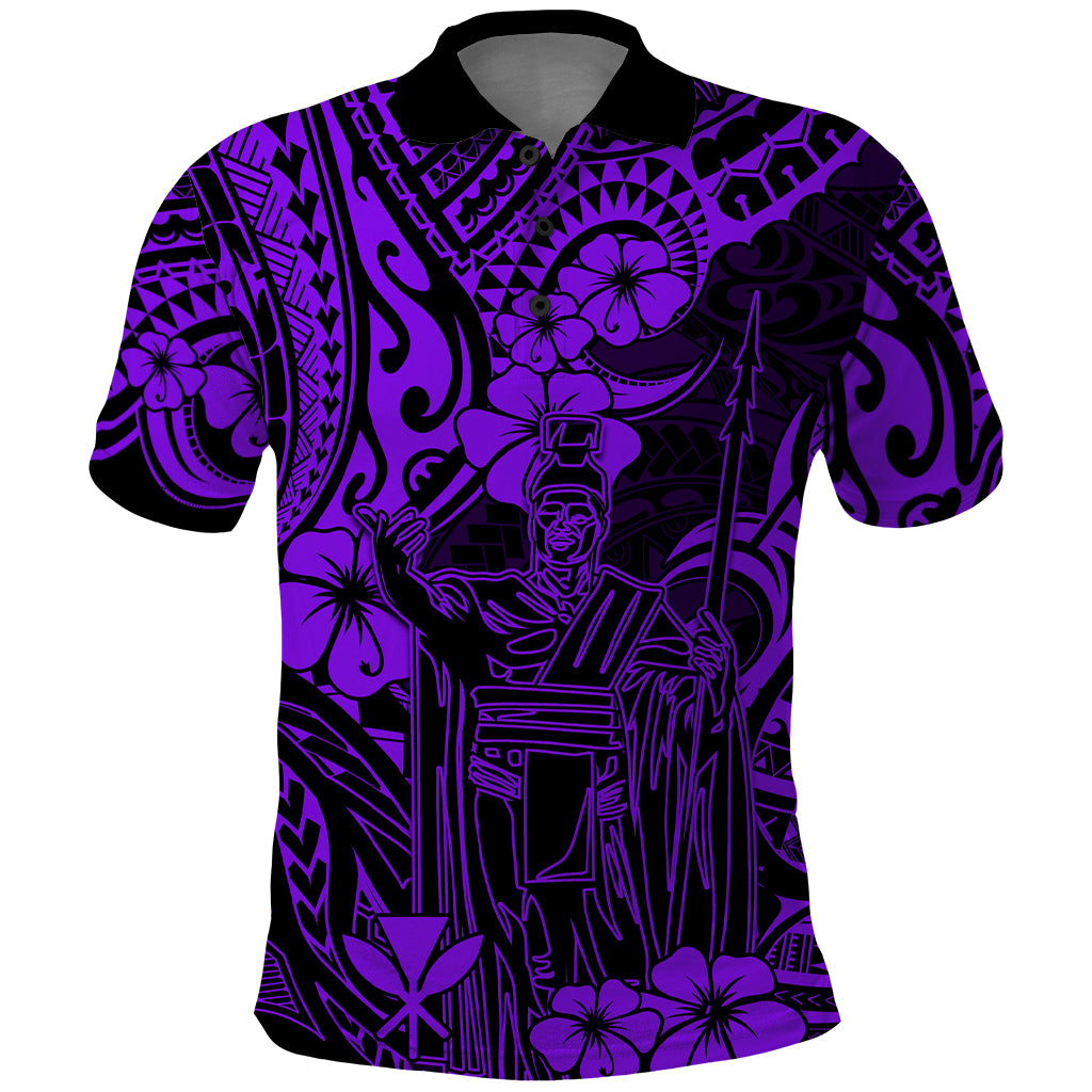 Hawaii King Kamehameha Polo Shirt Polynesian Pattern Purple Version LT01 Purple - Polynesian Pride